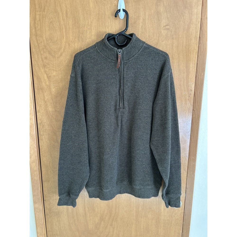 Woolrich Sweater Men's Sz L Green Pullover 1/4 Zip Stand Up Collar Bromley Knit